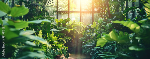 Conservatory Abundance of Greenery Plants Background