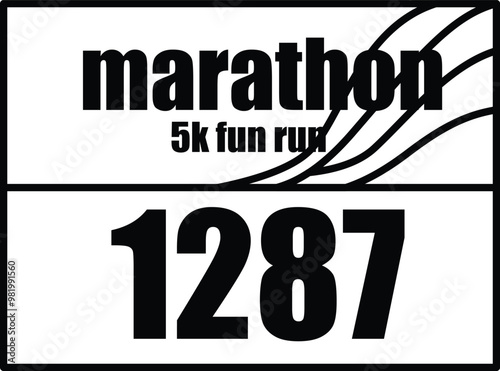 a sign of 5k marathon in black and white coloring