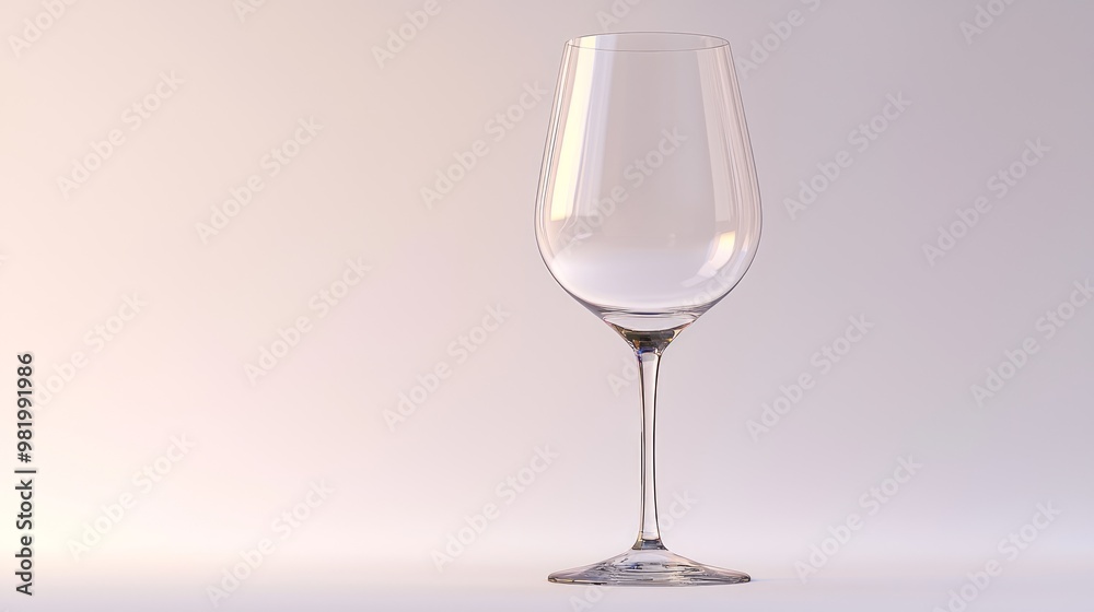 Elegant 3D Render of Vibrant Wine Glass with Reflections on White Background