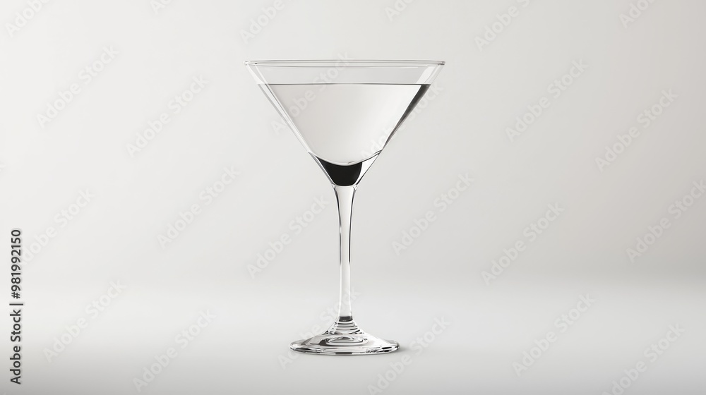 Elegant 3D Martini Glass Model with Reflective Surface on White Background Elegant 3D Martini Glass Model with Reflective Surface on White Background