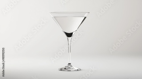 Elegant 3D Martini Glass Model with Reflective Surface on White Background