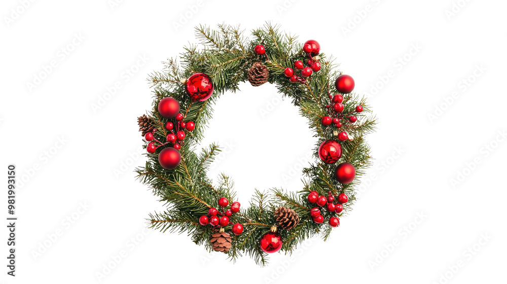 Christmas wreath on a white transparent background
