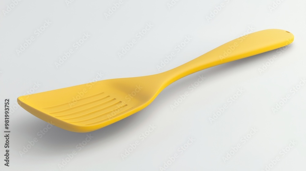 Detailed 3D Render of Colorful Spatula on White Background with Right Tilt Detailed 3D Render of Colorful Spatula on White Background with Right Tilt
