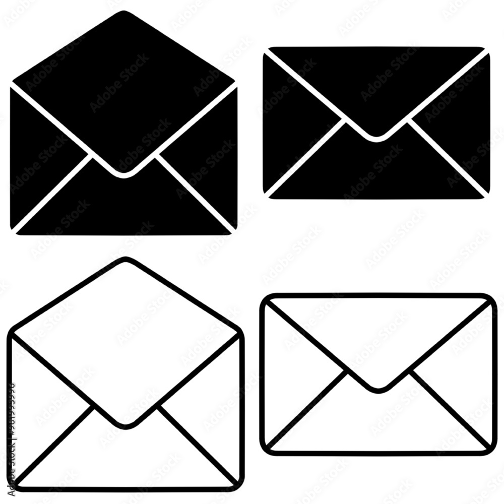Envelope icon in trendy flat design. Email icon set. Envelope icon in trendy flat design. Email icon set.