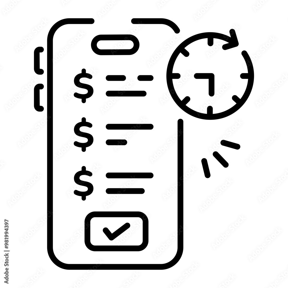 A linear icon of transaction history A linear icon of transaction history