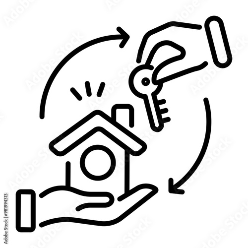 Rental property icon in outline style 