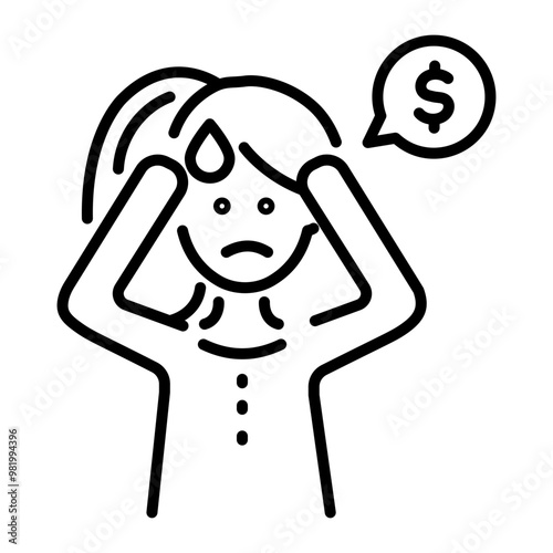Financial problem icon in outline style