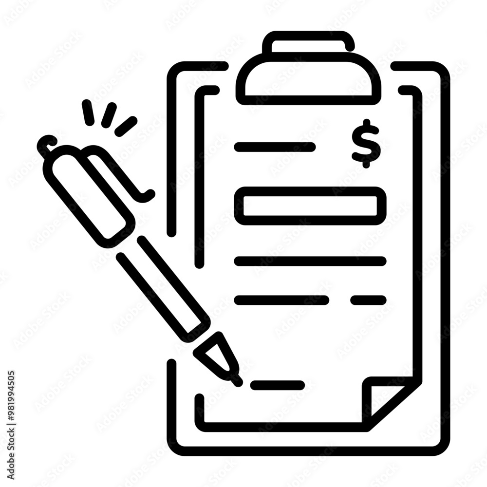 Loan agreement icon in linear style Loan agreement icon in linear style