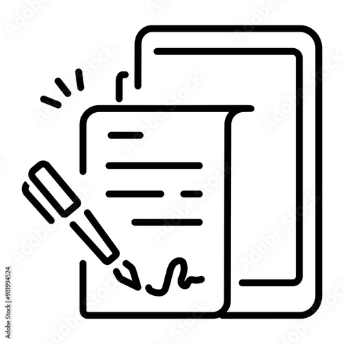 A line style icon of digital signature 