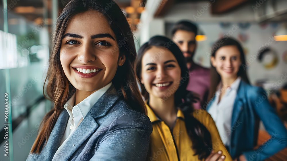 Group of business workers smiling happy and confident. Posing together with a smile on face looking at the camera at the office