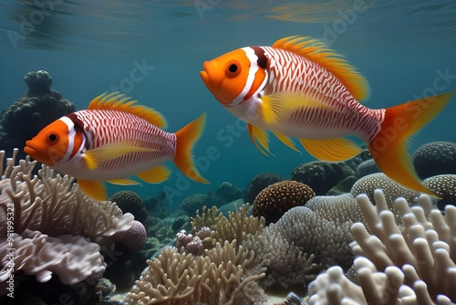 Colorful Clownfishes Isolated on White Background photo