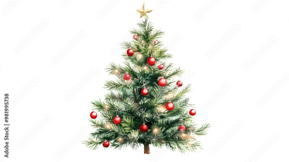 Christmas tree on a white transparent background