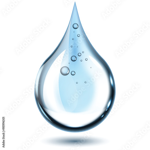 Blue water drop isolated on white background