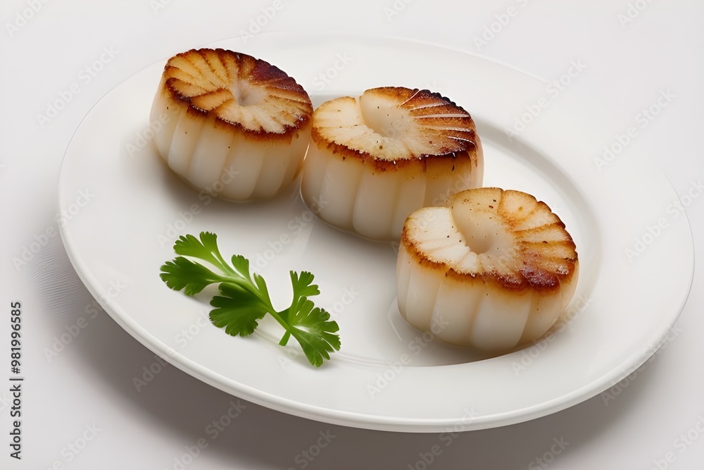 Fresh Scallops on White Background Fresh Scallops on White Background