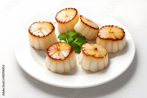 Fresh Scallops on White Background