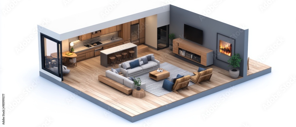 Modern Open Concept Living Room and Kitchen Design Modern Open Concept Living Room and Kitchen Design