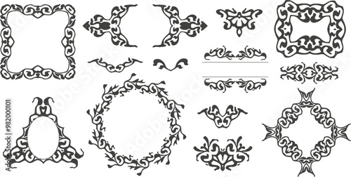 Baroque and Victorian vintage Frames and Scroll elements. Frames, Borders, Ornaments for luxury branding design.