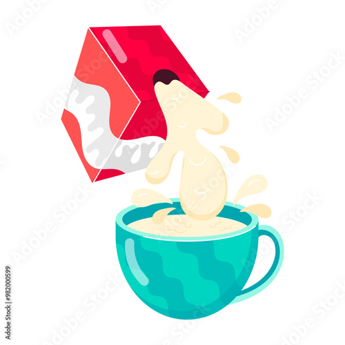 Comic style sticker of preserved milk 