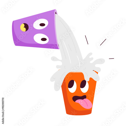 A flat sticker of pour drink 