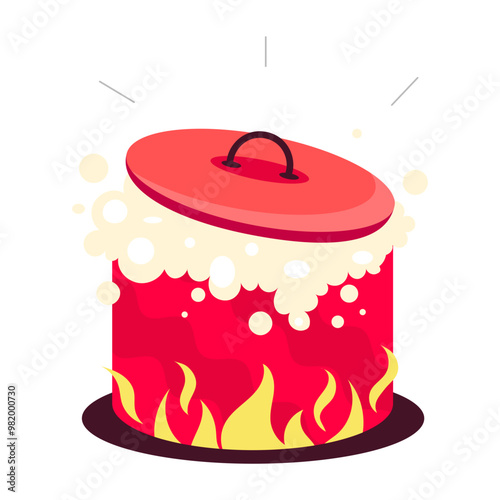 A comic style sticker of boil milk pot 