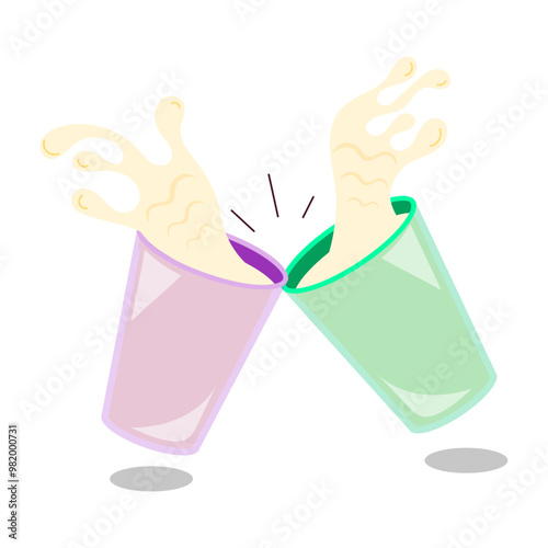 Milk cheers sticker in flat style 