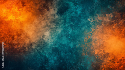 Grainy noisy texture brown orange blue poster background, Grainy Brown, Orange, Blue Poster Background with Noisy Texture