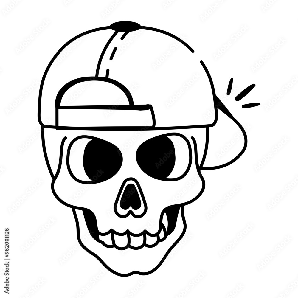 Hand drawn style icon of skull cap Hand drawn style icon of skull cap