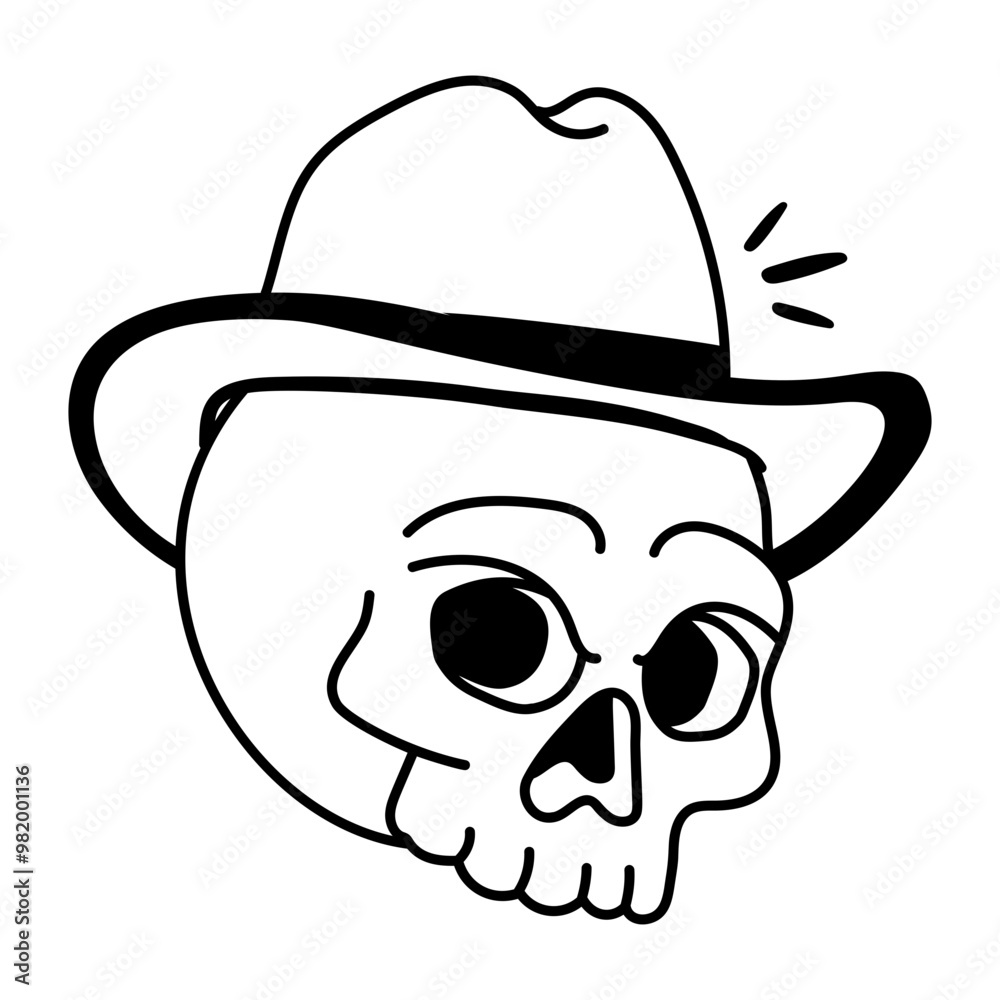 Cowboy skull icon designed in doodle style Cowboy skull icon designed in doodle style