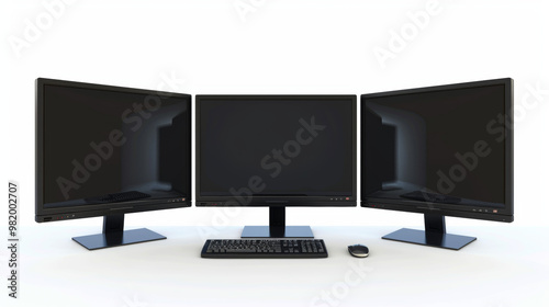 Video monitors for previewing and monitoring video footage isolated on white background photo