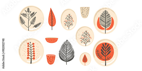 
Banner with ethno traditional ceramics dishes