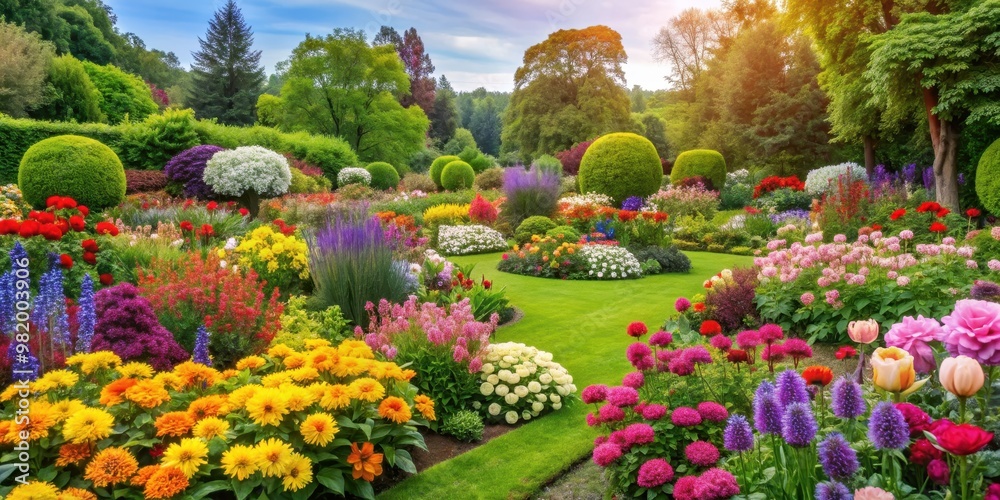 A beautiful garden filled with vibrant blooming flowers , lush, green, garden, nature, vibrant, colorful, flora, beauty A beautiful garden filled with vibrant blooming flowers , lush, green, garden, nature, vibrant, colorful, flora, beauty