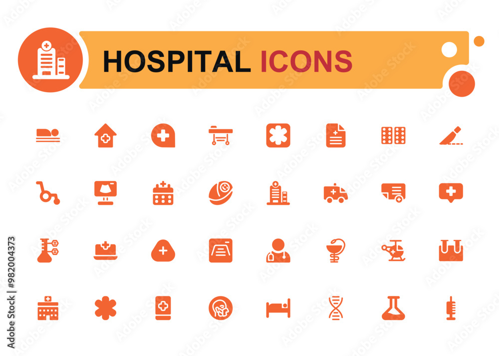 Set of hospital and medical icons. Solid symbol collection. Filled icon set, glyph for web and ui. Editable stroke. Solid icon set. Vector illustration. Set of hospital and medical icons. Solid symbol collection. Filled icon set, glyph for web and ui. Editable stroke. Solid icon set. Vector illustration.