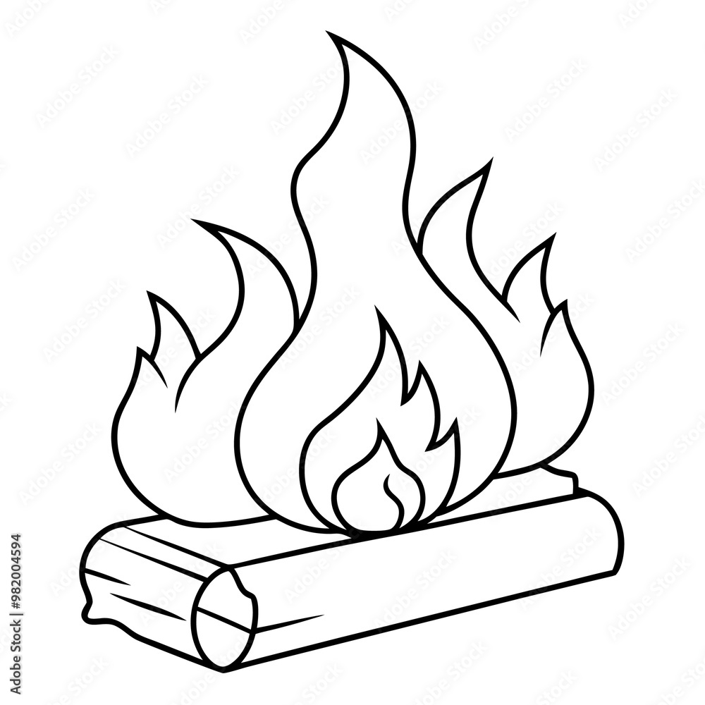 burning wood outline coloring book page line art drawing burning wood outline coloring book page line art drawing