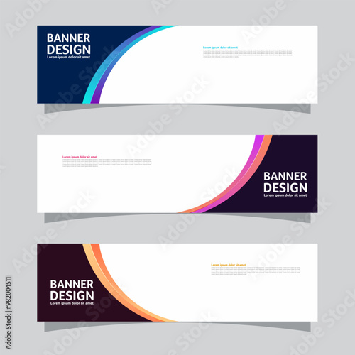 Vector set of landscape banner background design concept. Colorful background business layout template