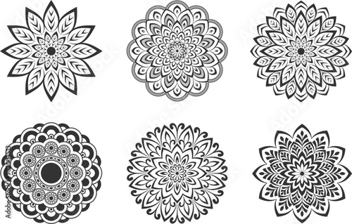 Simple rose mandala design silhouette vector style with white background