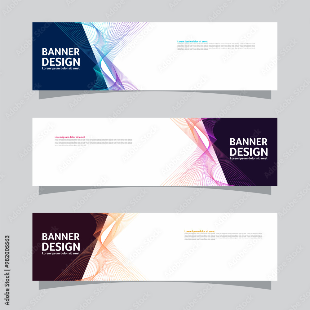 Vector set of landscape banner background design concept. Colorful background business layout template Vector set of landscape banner background design concept. Colorful background business layout template