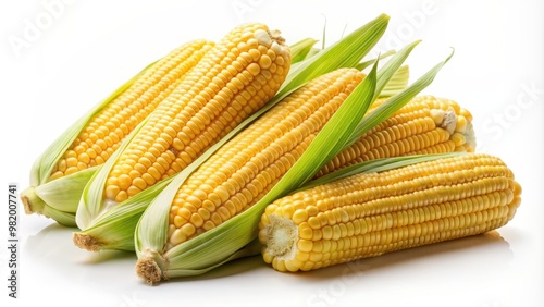 Freshly harvested corn isolated on a white background , corn, isolated, white background, agriculture, harvest, produce, farm