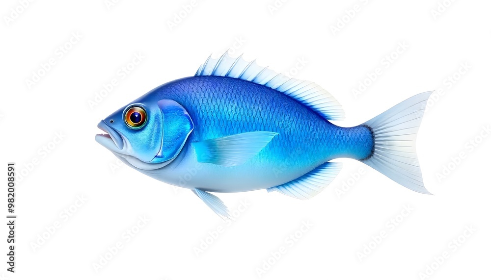 Naklejka premium A blue fish representing seafood and marine life isolated on a white background