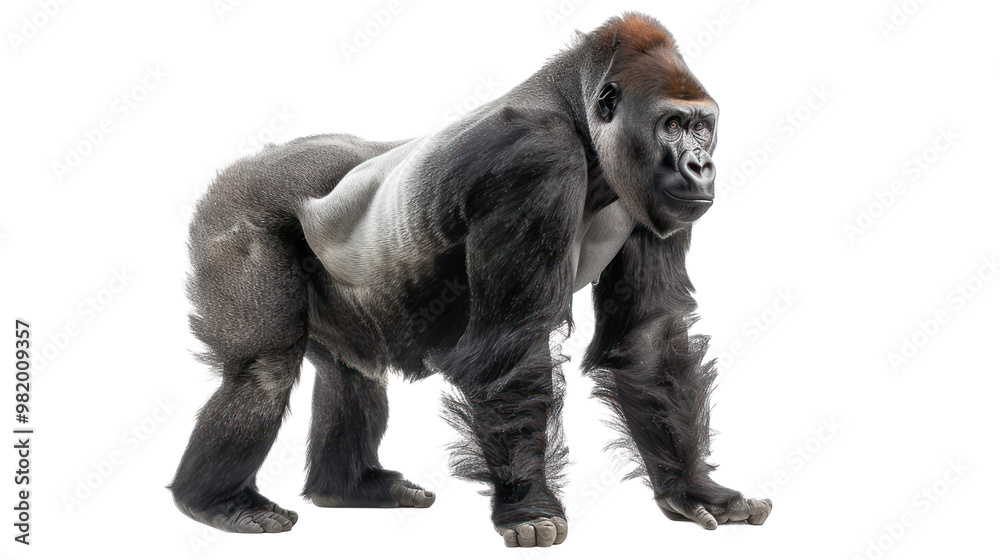 Mountain Gorilla full body isolate on transparent background Mountain Gorilla full body isolate on transparent background