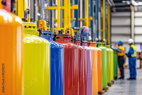 brightly colored tanks with chemical