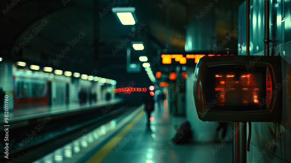 Underground Platform with Digital Display of Train Arrival Times Underground Platform with Digital Display of Train Arrival Times