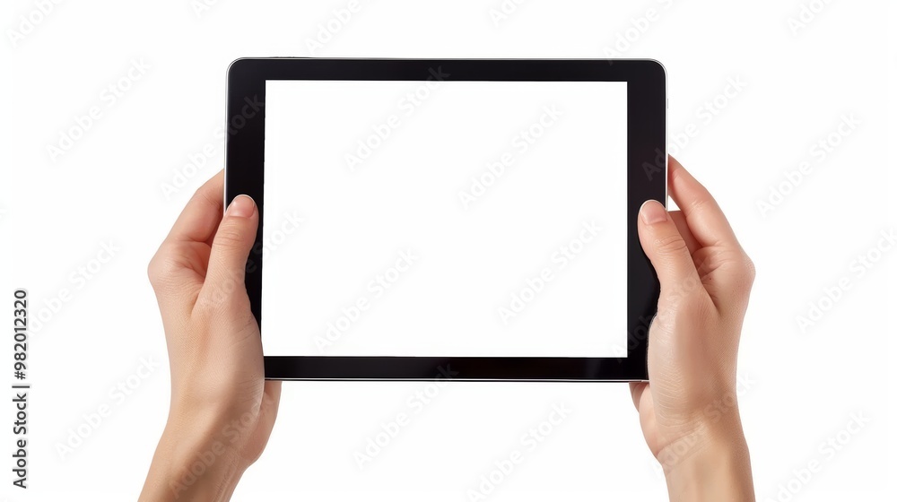 Hands Holding a Tablet with Blank Screen Hands Holding a Tablet with Blank Screen