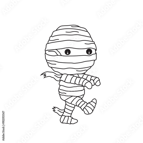 Cute cartoon illustration of a mummy