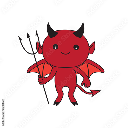 Cute cartoon illustration of a devil