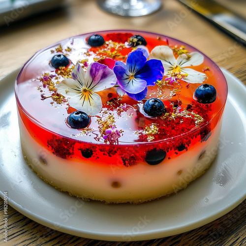 A vibrant dessert with a ge...