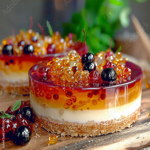 A vibrant dessert with a ge...