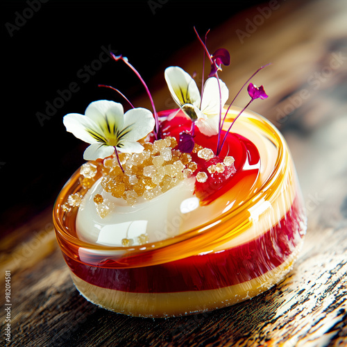 A vibrant dessert with a ge...