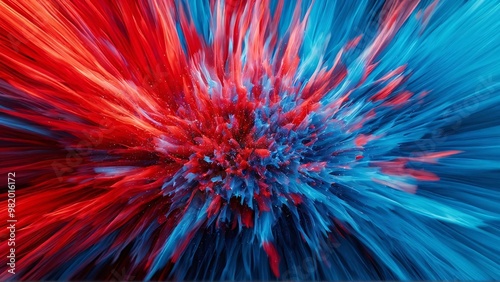 red and blue colored powder explosion background