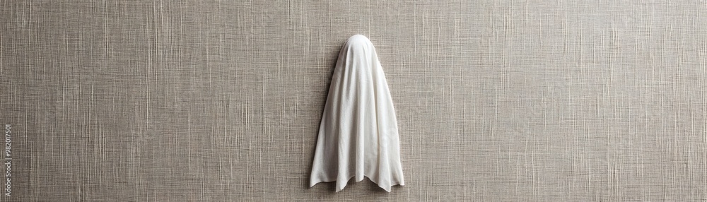 Fototapeta premium Eerie Embroidered Ghost on Vintage Cloth with Subtle Pastel Tones