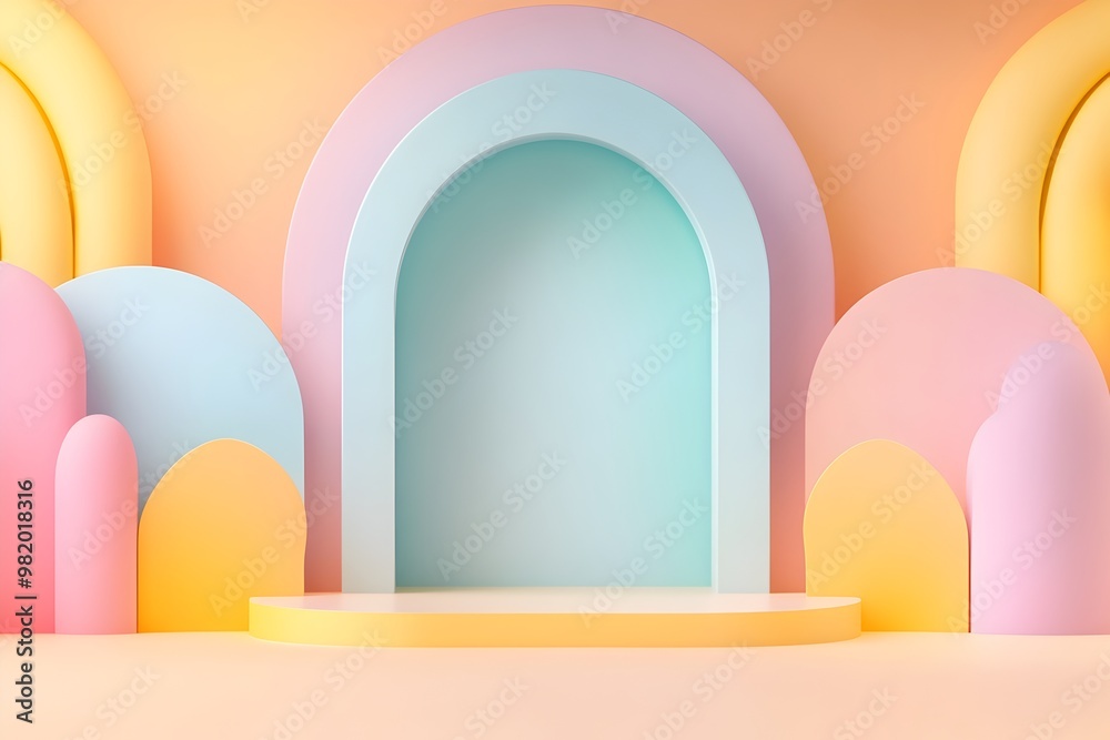 Elegant minimalist background featuring soft pastel geometric shapes and forms  with a clean  modern  and professional aesthetic perfect for business presentations  advertising  brochures